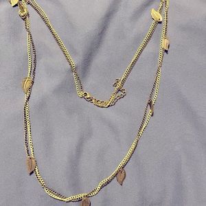 Feather yellow and gold necklace